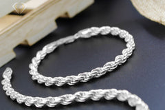 925 Sterling Silver Solid Rope 5.5mm Diamond Cut ITProLux Bracelet