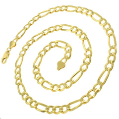 14K Yellow Gold 7mm Solid Figaro Link Chain
