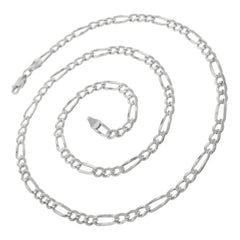14K White Gold 4mm Solid Figaro Link Chain