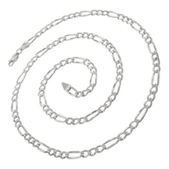 14K White Gold 4mm Solid Figaro Link Chain