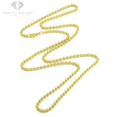 925 Sterling Silver 3mm Moon-Cut Ball Bead Gold Plated Chain