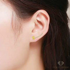 925 Sterling Silver Yellow Gold Plated Butterfly Curved Bar Stud Earrings