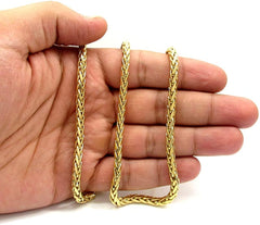 14K Yellow Gold 5mm Hollow Wheat Diamond Cut Spiga Link Chain