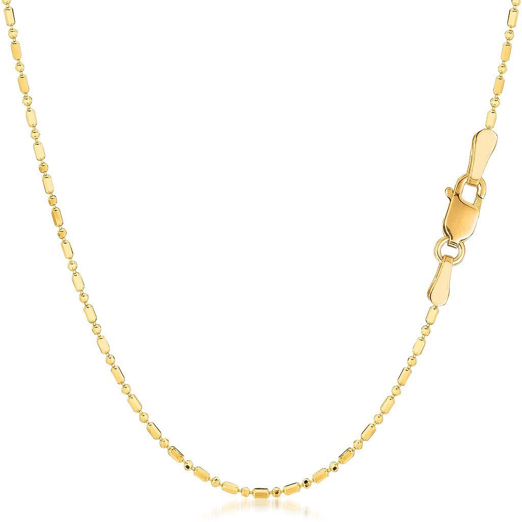 14K Yellow Gold 1.2mm Bar and Ball Bead Chain