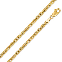 14K Yellow Gold 3mm Cable Diamond Cut Chain