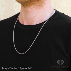 925 Sterling Silver 2.5mm Round Box Rhodium Chain