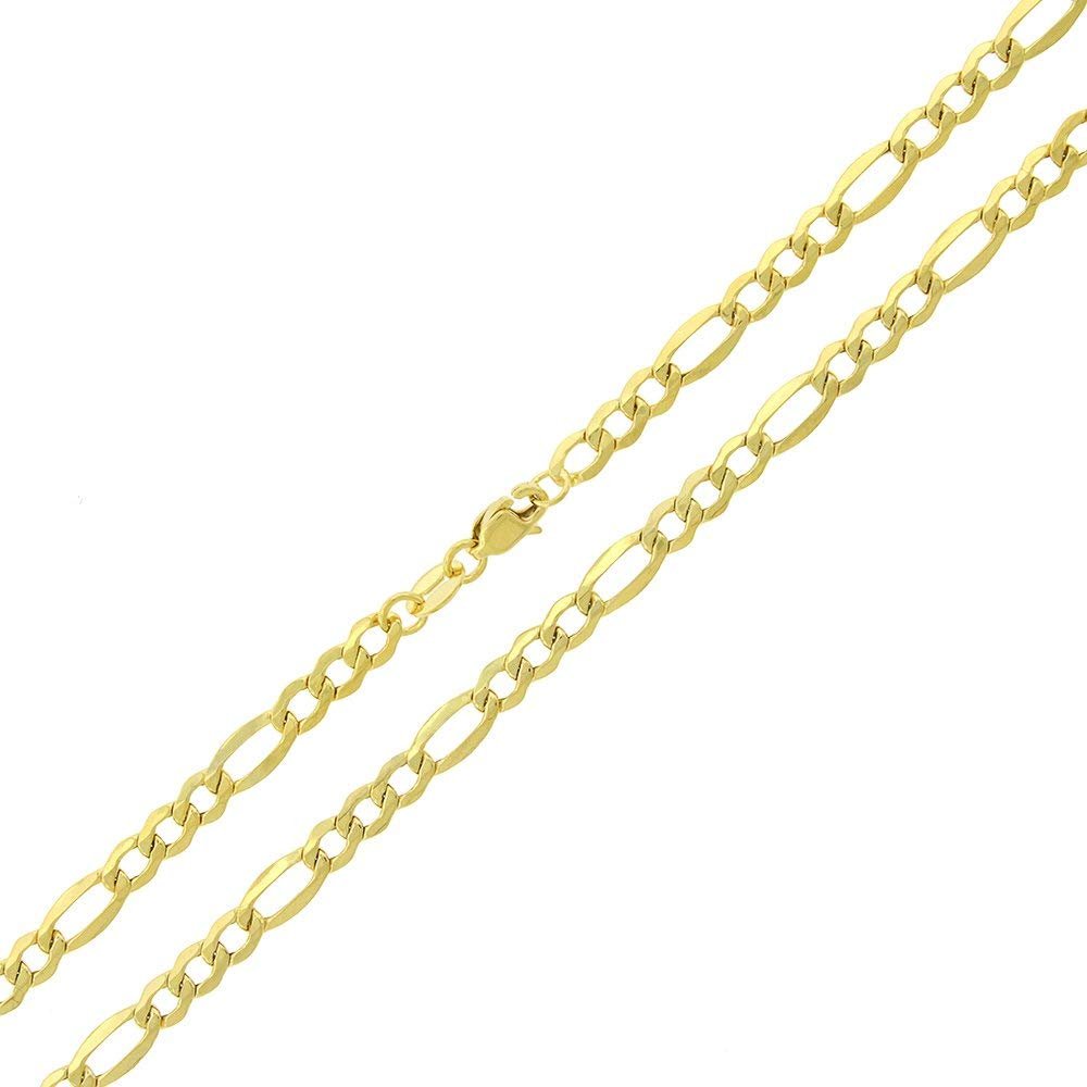 14K Yellow Gold 3mm Hollow Figaro Link Chain