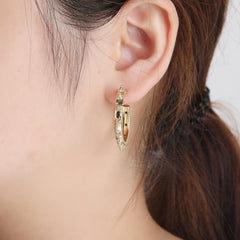 Gold Plated Trendy Micro Pave Spiked Hoop Earring