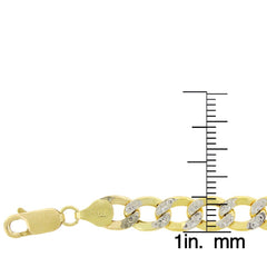14K Yellow Gold 6.5mm Hollow Cuban Diamond Cut Pave Curb Link Chain