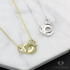925 Sterling Silver Handcuff Studded Minimalist Necklace