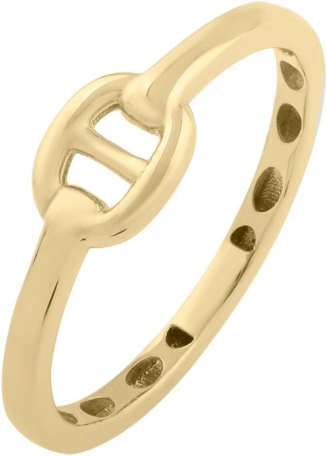 14K Yellow Gold Puff Mariner Polished Link Ring
