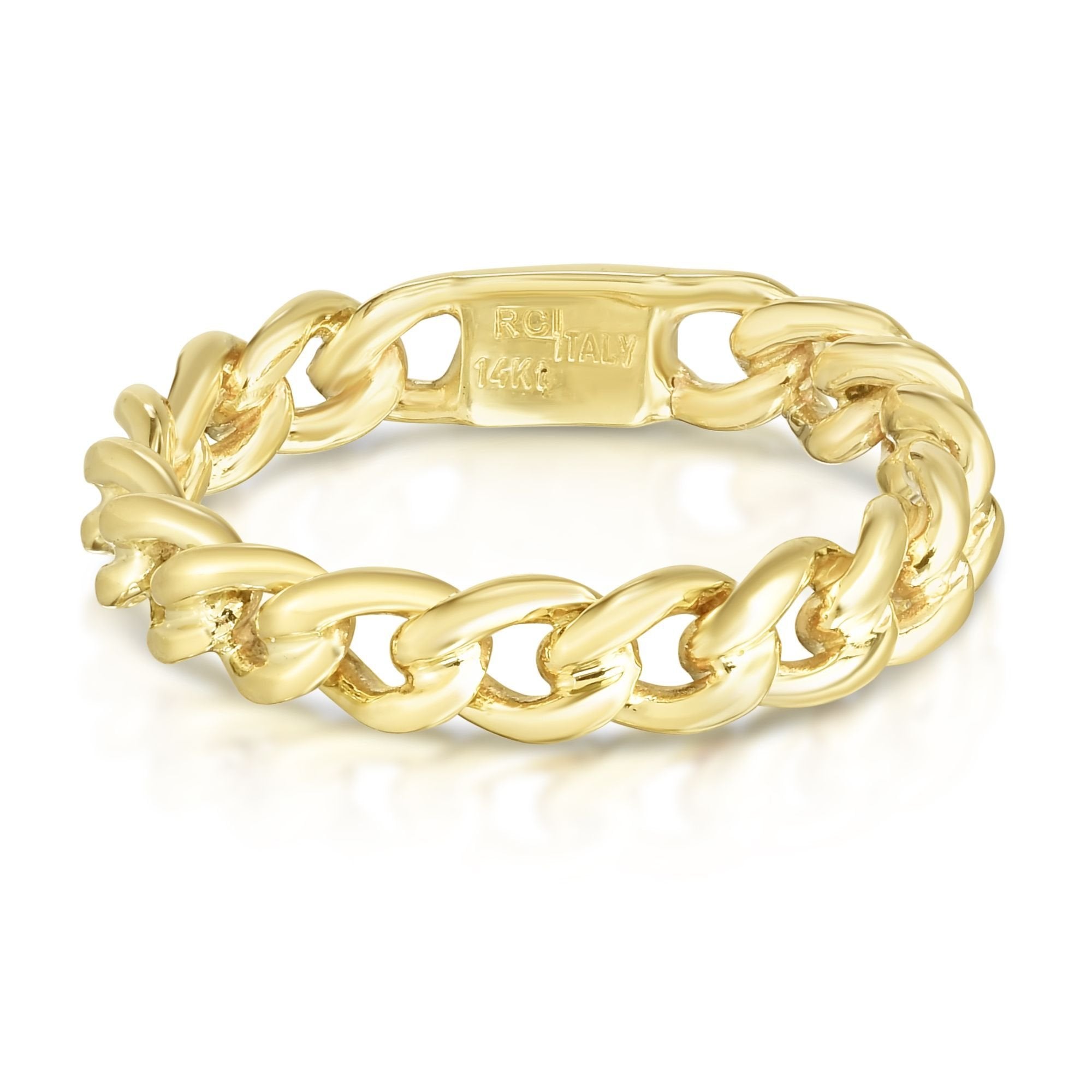 14K Yellow Gold High Polish Cuban, Curb Link Ring