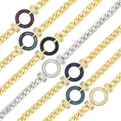 Gold Plated Trendy Cuban, Curb Link Micro Pave Infinity Loop Bracelet