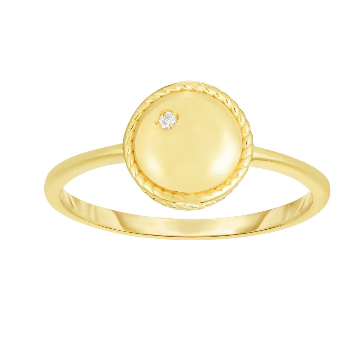14K Yellow Gold Diamond Accent Braided Disc Ring