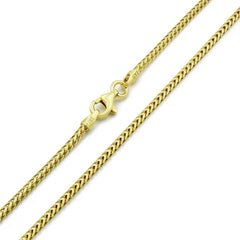 925 Sterling Silver 1.5mm Solid Franco Gold Plated Chain