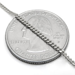 10K White Gold 1.5mm Solid Miami Cuban Curb Gourmette Link Chain