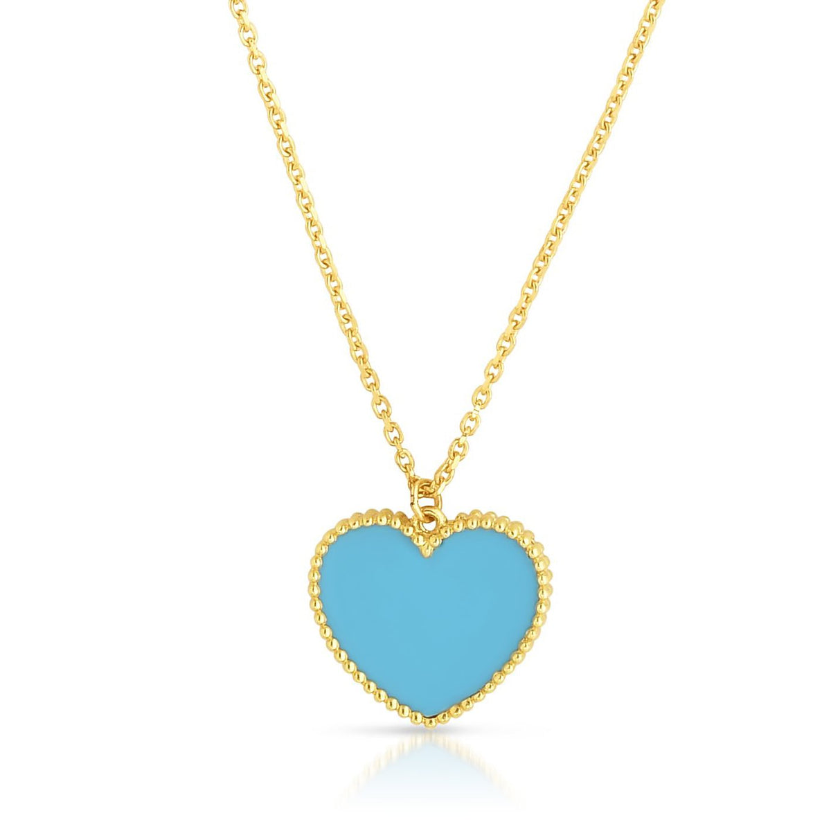 14K Yellow Gold Minimalist Gemstone Heart Pendant Necklace