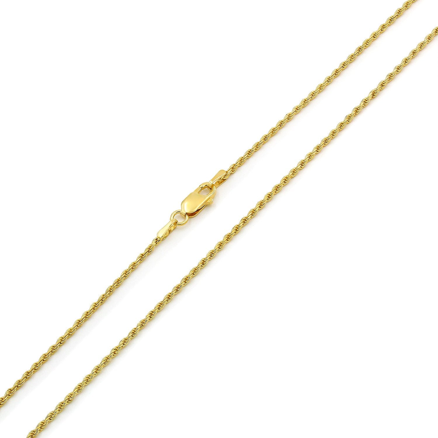 14K Yellow Gold 1mm Solid Rope Diamond Cut Chain