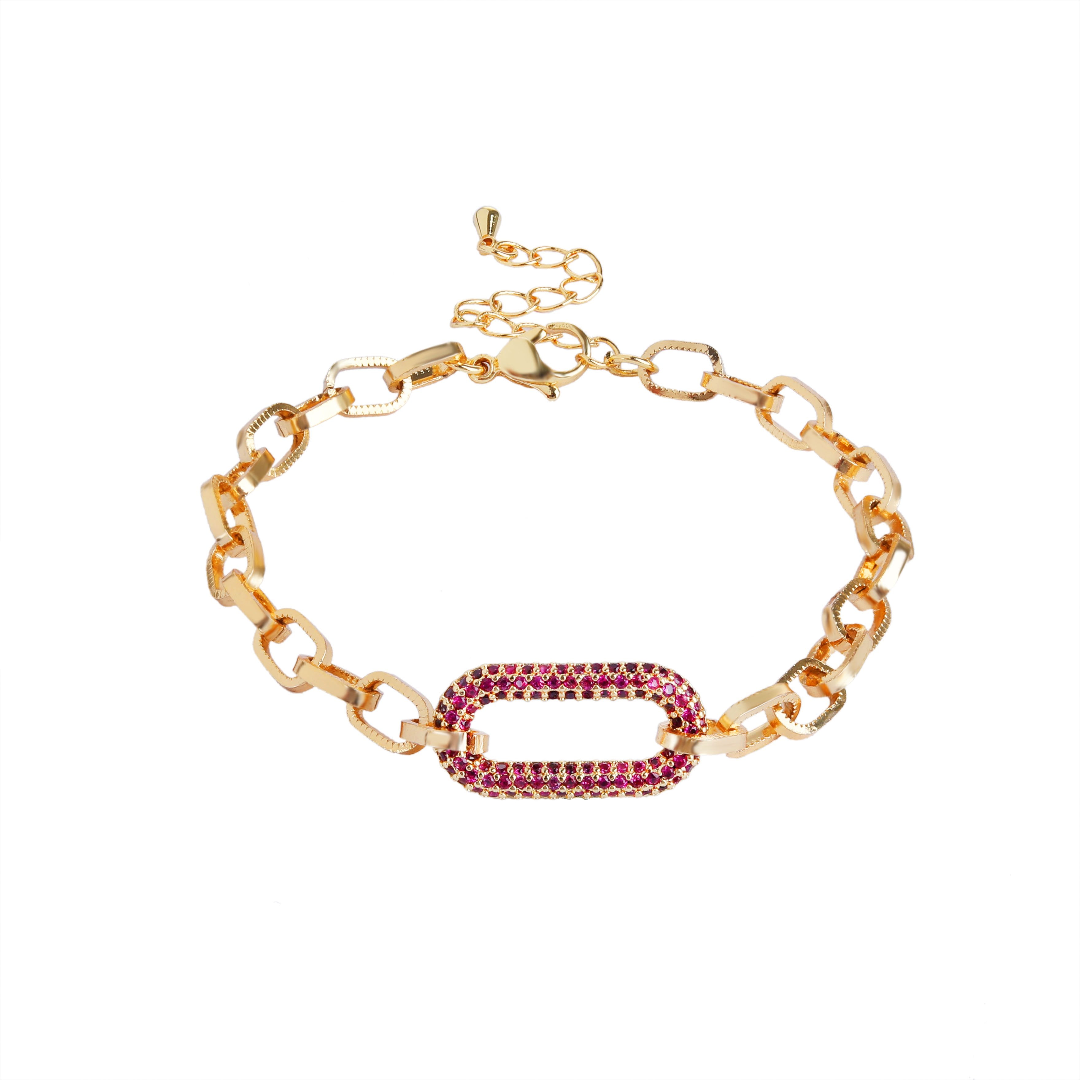 Gold Plated Micro Pave Oval Paper Clip, Rolo Link Choker Necklace and Bracelet