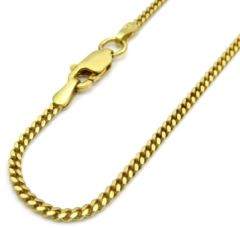 10K Yellow Gold 2mm Solid Miami Cuban Gourmette Curb Link Chain