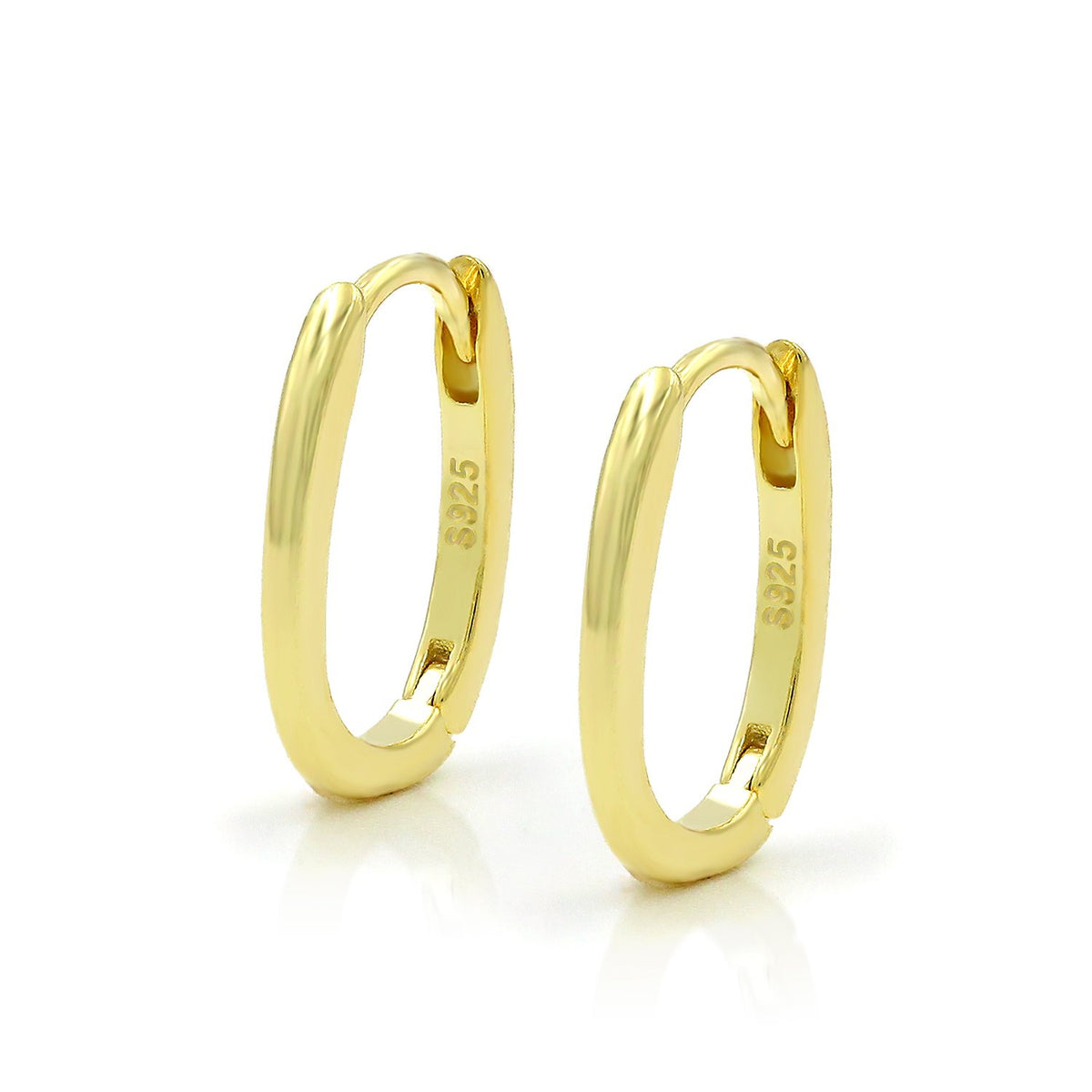 925 Sterling Silver Gold Plated Minimalist Oval Hoop Earring