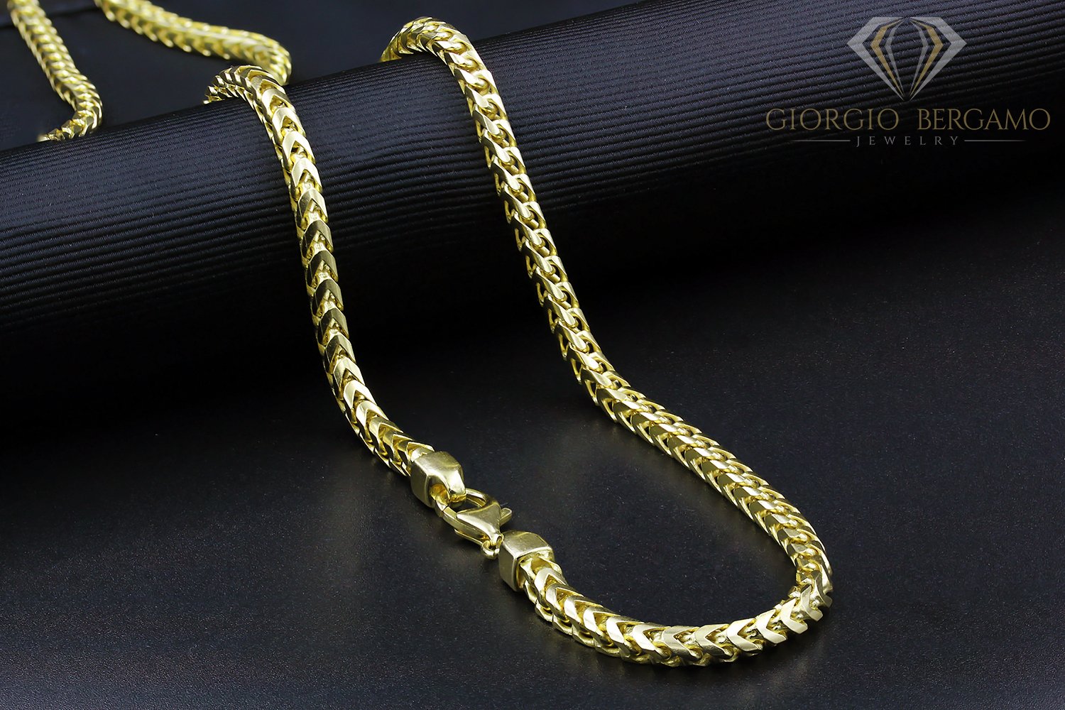 925 Sterling Silver 3.5mm Solid Franco Gold Plated Chain