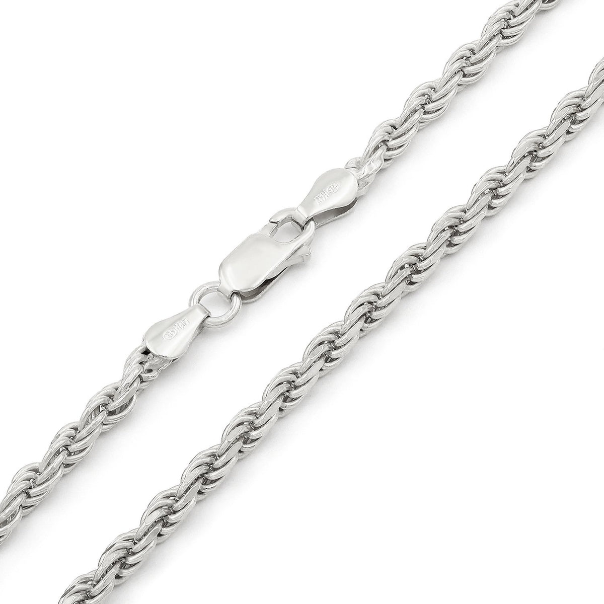 925 Sterling Silver Solid Rope 3.5mm Diamond Cut ITProLux Chain