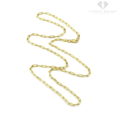 925 Sterling Silver 2.5mm Paper Clip Yellow Gold Plated Chain