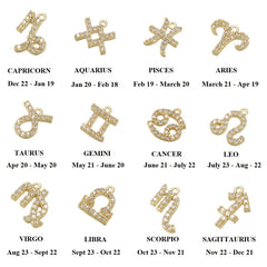 Stainless Steel Gold Plated 4mm Figaro Link Anklet, Zodiac, Constellation, Horoscope Cubic Zirconia Ankle Bracelet