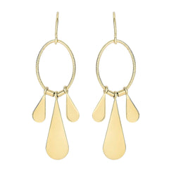 14K Yellow Gold Polished Oval Tear Drop Chandelier Earrings