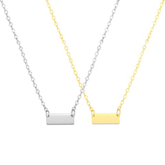 14K Gold Polished Minimalist Bar Pendant Necklace