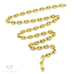 925 Sterling Silver 6mm Puff Mariner Hollow Gold Plated Chain