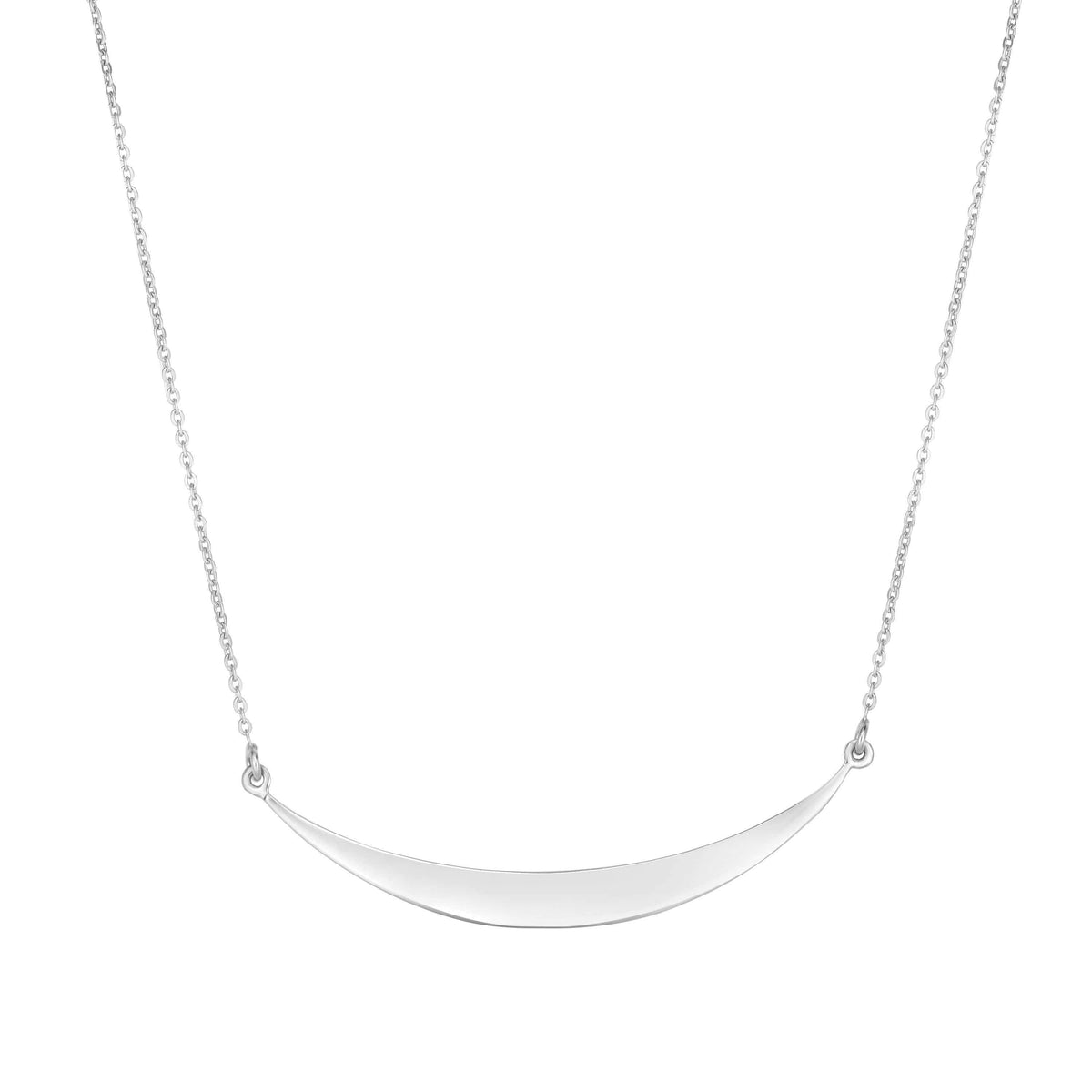 925 Sterling Silver Polished Curved Bar Necklace