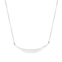 925 Sterling Silver Polished Curved Bar Necklace