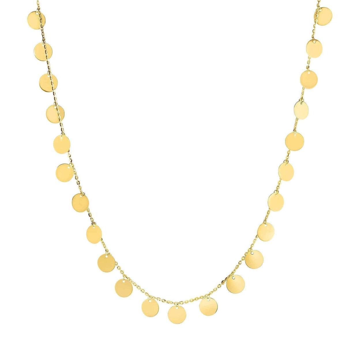 14K Yellow Gold Polished Disc Choker Necklace