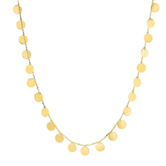 14K Yellow Gold Polished Disc Choker Necklace