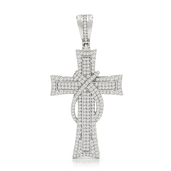 925 Sterling Silver Micro Pave Wrapped Cross Pendant Only