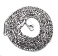 14K White Gold Solid Round Wheat 1mm Diamond Cut Chain