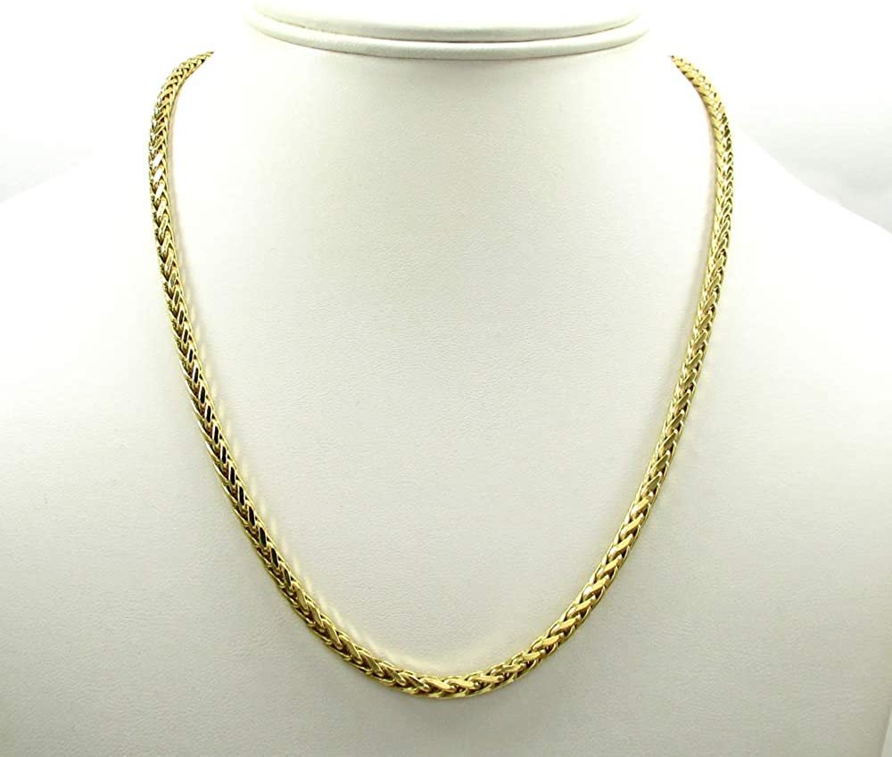 14k Gold Box Chain 20 Inch Yellow Gold Necklaces Diamond Cut Wheat