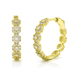 925 Sterling Silver Micro Pave Cluster Hoop Earrings