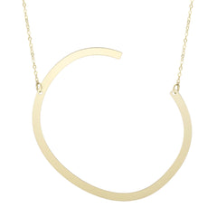 14K Yellow Gold Polished Initial Sideways Necklace