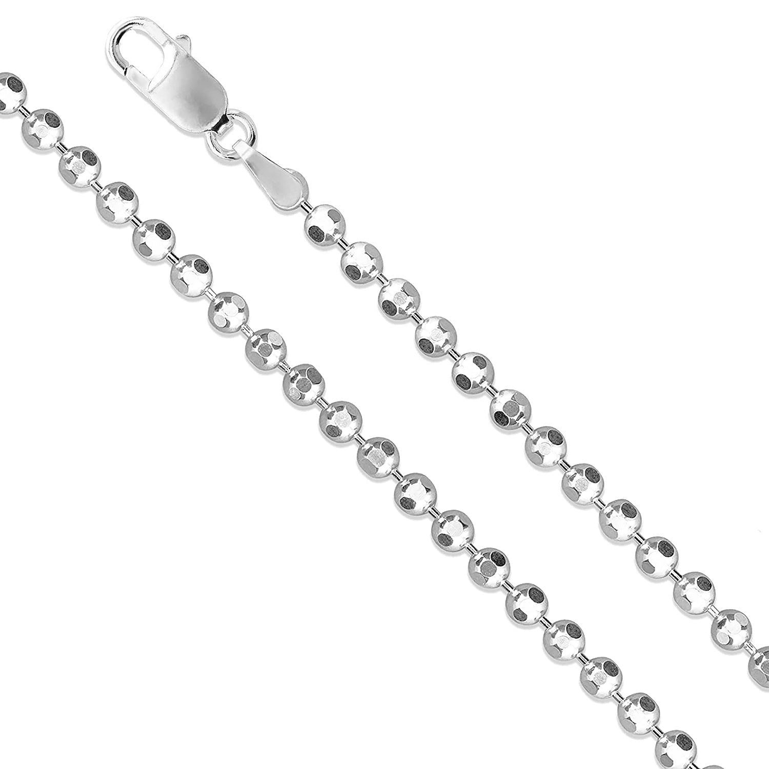 14K White Gold 1mm Diamond Cut Ball Bead Chain