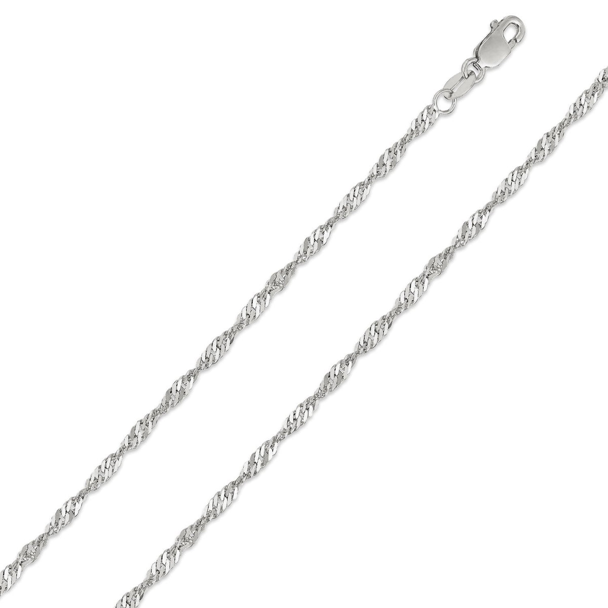 10K White Gold 1.5mm Singapore Chain