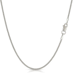 14K White Gold Solid Wheat 1mm Chain