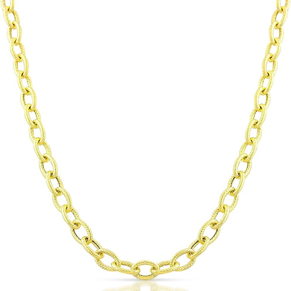 14K Yellow Gold 3.5mm Textured Cable Chain