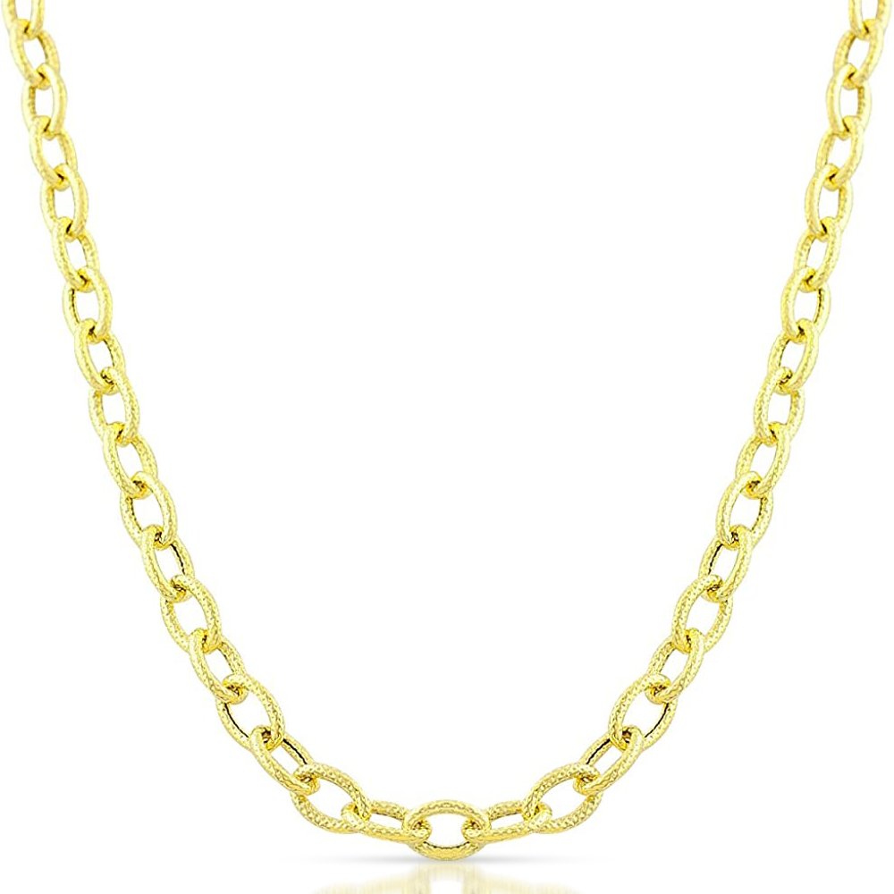 14K Yellow Gold 3.5mm Textured Cable Chain