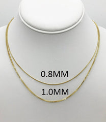 14K Yellow Gold 1mm Foxtail Chain