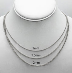 14K White Gold Solid Wheat 1.5mm Chain