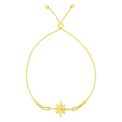 14K Yellow Gold North Star Adjustable Pull Bolo Bracelet