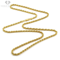 14K Yellow Gold 3.5mm Solid Rope Diamond Cut Chain
